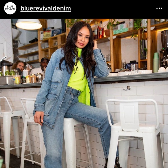 BLUE REVIVAL Denim jacket with neon trim - Picture 5 of 5